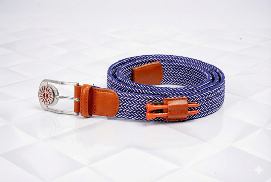 THE BRAIDED BYRD GOLF BELT ♠ Blue/White