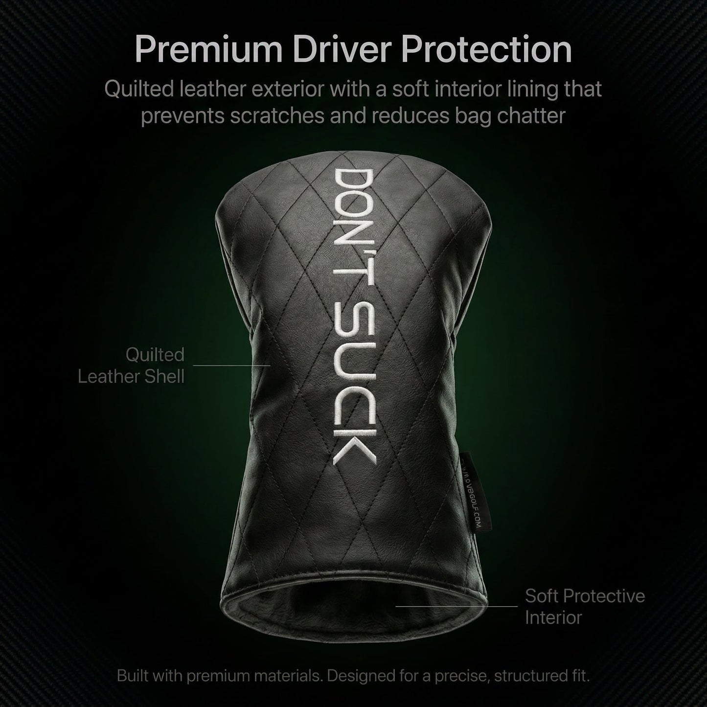 Don’t Suck™ Driver Headcover — Premium Black Diamond Quilted Fit (460cc)